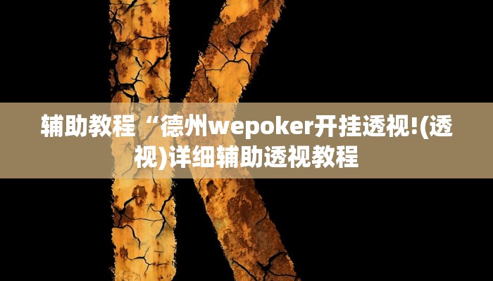 辅助教程“德州wepoker开挂透视!(透视)详细辅助透视教程