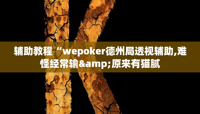 辅助教程“wepoker德州局透视辅助,难怪经常输&原来有猫腻