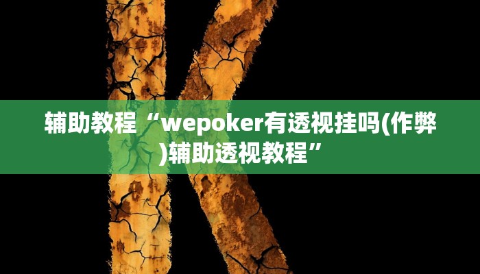 辅助教程“wepoker有透视挂吗(作弊)辅助透视教程”