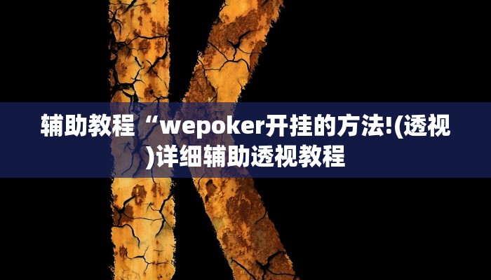 辅助教程“wepoker开挂的方法!(透视)详细辅助透视教程