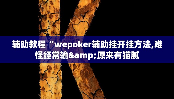 辅助教程“wepoker辅助挂开挂方法,难怪经常输&原来有猫腻
