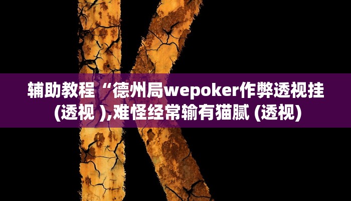 辅助教程“德州局wepoker作弊透视挂 (透视 ),难怪经常输有猫腻 (透视)