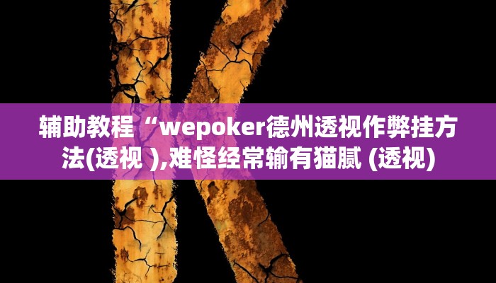 辅助教程“wepoker德州透视作弊挂方法(透视 ),难怪经常输有猫腻 (透视)