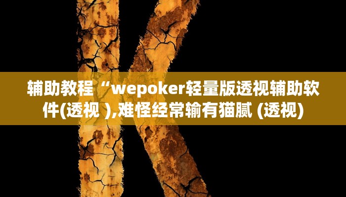 辅助教程“wepoker轻量版透视辅助软件(透视 ),难怪经常输有猫腻 (透视)