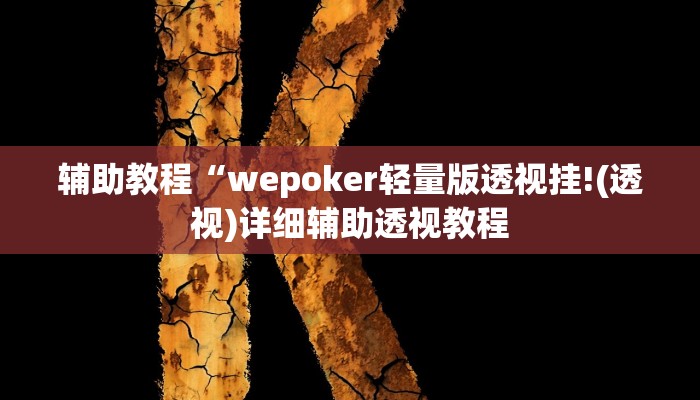 辅助教程“wepoker轻量版透视挂!(透视)详细辅助透视教程