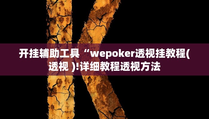 开挂辅助工具“wepoker透视挂教程(透视 )!详细教程透视方法