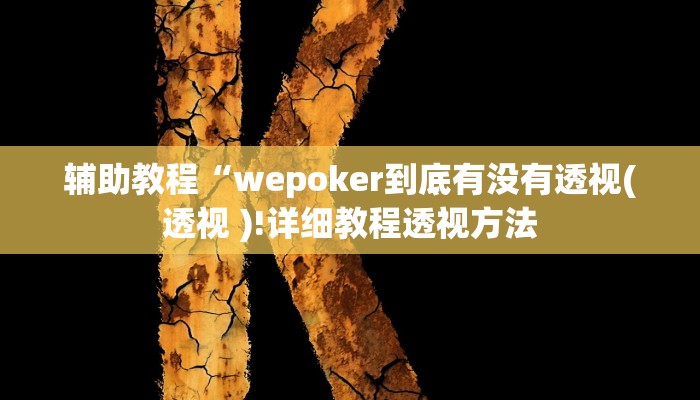 辅助教程“wepoker到底有没有透视(透视 )!详细教程透视方法