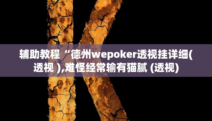 辅助教程“德州wepoker透视挂详细(透视 ),难怪经常输有猫腻 (透视)