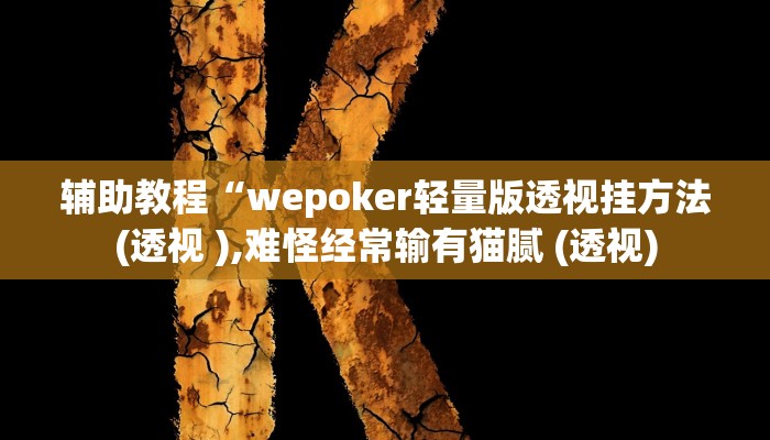 辅助教程“wepoker轻量版透视挂方法(透视 ),难怪经常输有猫腻 (透视)