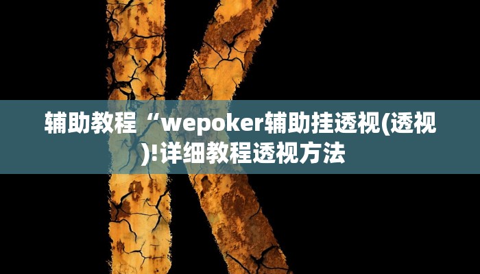 开挂辅助工具“wepoker德州可以装挂确实有挂(作弊)辅助透视教程”