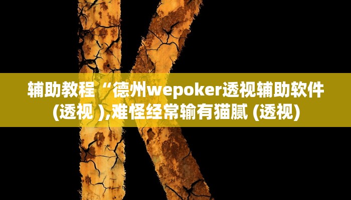 辅助教程“德州wepoker透视辅助软件(透视 ),难怪经常输有猫腻 (透视)