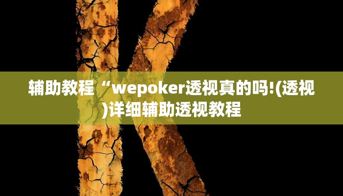 辅助教程“wepoker透视真的吗!(透视)详细辅助透视教程