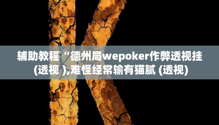 辅助教程“德州局wepoker作弊透视挂 (透视 ),难怪经常输有猫腻 (透视)