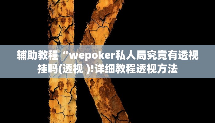 辅助教程“wepoker私人局究竟有透视挂吗(透视 )!详细教程透视方法