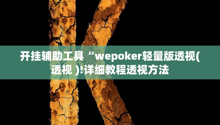 开挂辅助工具“wepoker轻量版透视(透视 )!详细教程透视方法