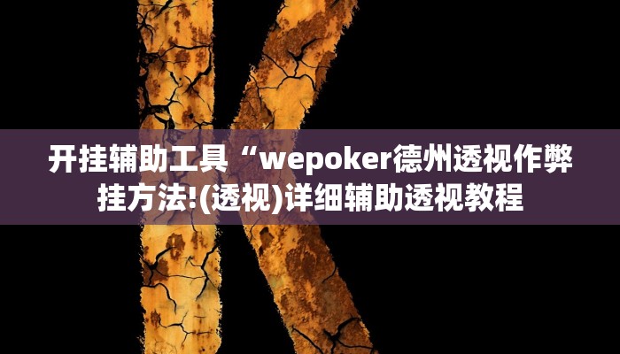 开挂辅助工具“wepoker德州透视作弊挂方法!(透视)详细辅助透视教程