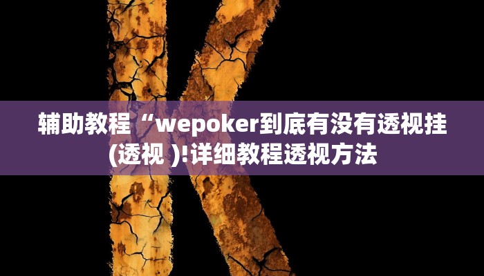 辅助教程“wepoker到底有没有透视挂(透视 )!详细教程透视方法