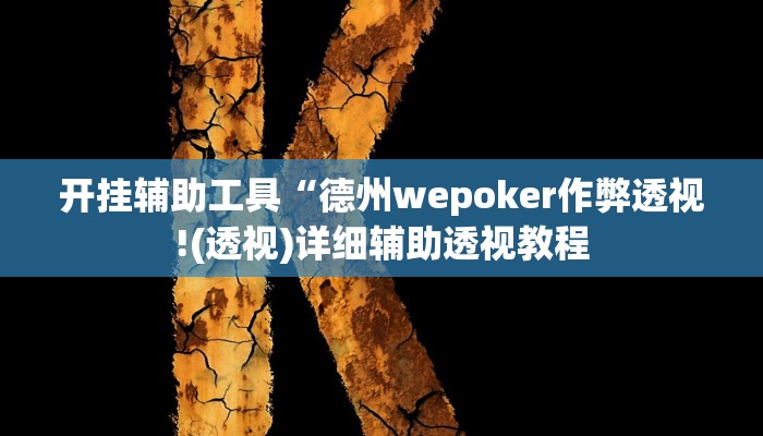 开挂辅助工具“德州wepoker作弊透视!(透视)详细辅助透视教程