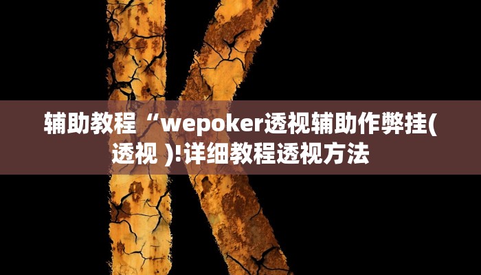 辅助教程“wepoker透视辅助作弊挂(透视 )!详细教程透视方法