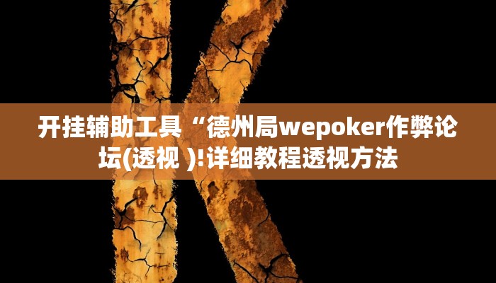 开挂辅助工具“德州局wepoker作弊论坛(透视 )!详细教程透视方法