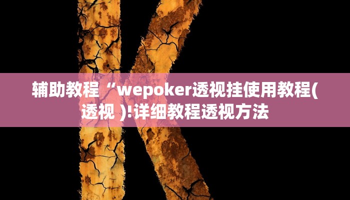 辅助教程“wepoker透视挂使用教程(透视 )!详细教程透视方法