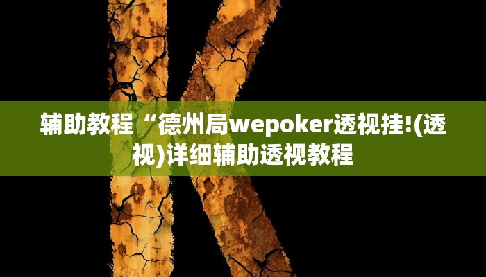 辅助教程“德州局wepoker透视挂!(透视)详细辅助透视教程