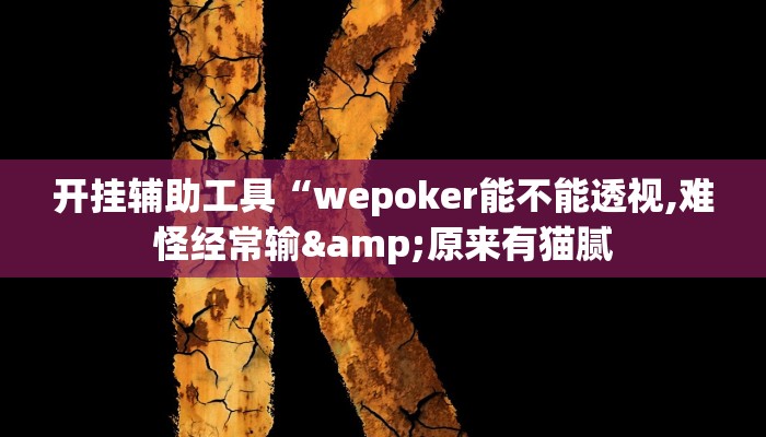 开挂辅助工具“wepoker能不能透视,难怪经常输&原来有猫腻