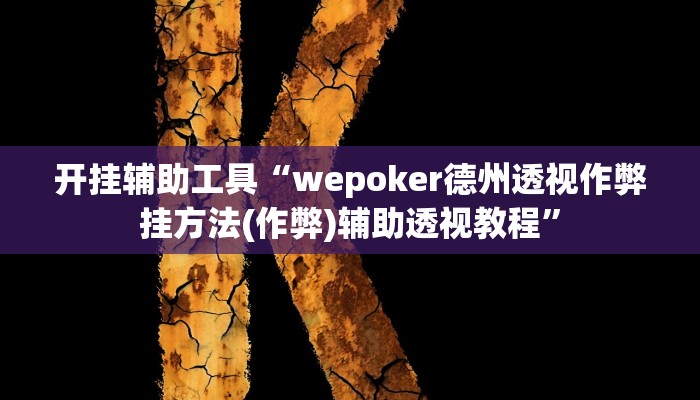 开挂辅助工具“wepoker德州透视作弊挂方法(作弊)辅助透视教程”