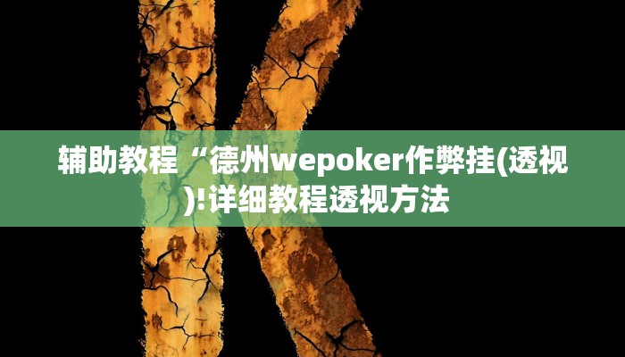 辅助教程“德州wepoker作弊挂(透视 )!详细教程透视方法