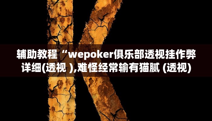 辅助教程“wepoker俱乐部透视挂作弊详细(透视 ),难怪经常输有猫腻 (透视)