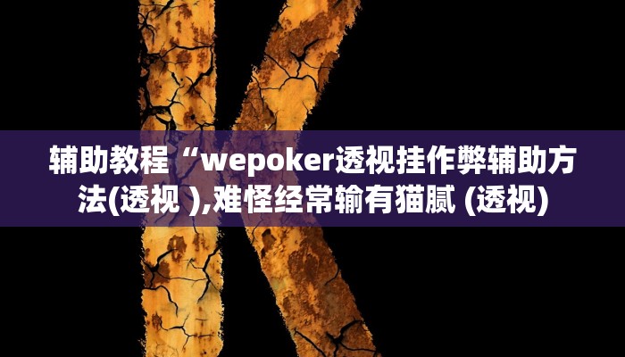 辅助教程“wepoker透视挂作弊辅助方法(透视 ),难怪经常输有猫腻 (透视)
