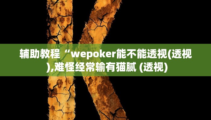 辅助教程“wepoker能不能透视(透视 ),难怪经常输有猫腻 (透视)