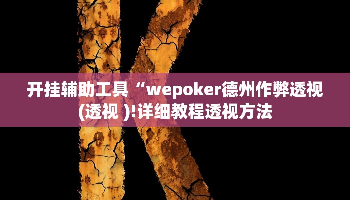 开挂辅助工具“wepoker德州作弊透视(透视 )!详细教程透视方法