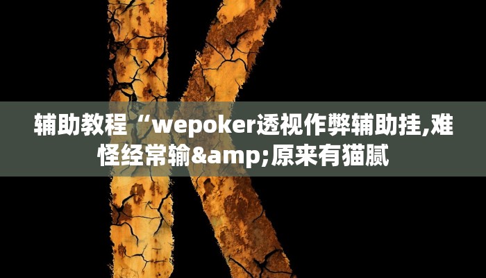 辅助教程“wepoker透视作弊辅助挂,难怪经常输&原来有猫腻