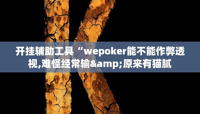 开挂辅助工具“wepoker能不能作弊透视,难怪经常输&原来有猫腻