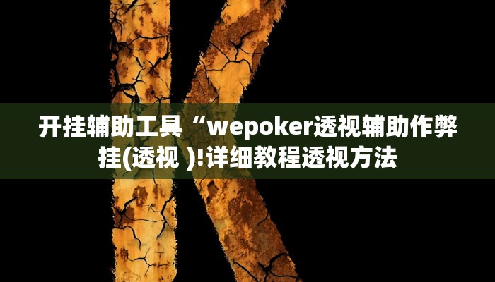 开挂辅助工具“wepoker透视辅助作弊挂(透视 )!详细教程透视方法