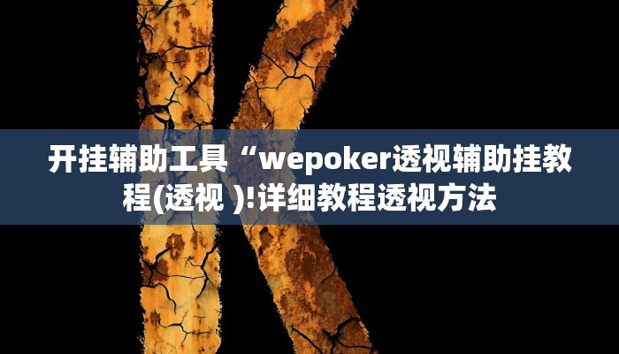 开挂辅助工具“wepoker透视辅助挂教程(透视 )!详细教程透视方法