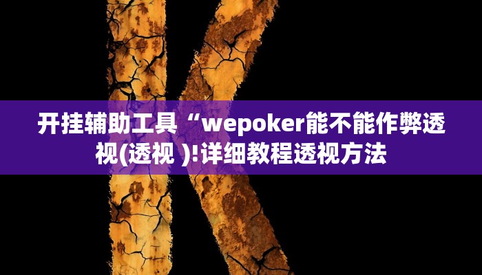 开挂辅助工具“wepoker能不能作弊透视(透视 )!详细教程透视方法