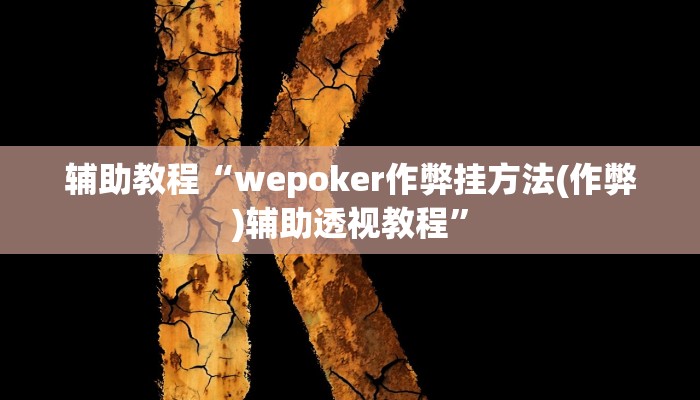 辅助教程“wepoker作弊挂方法(作弊)辅助透视教程”