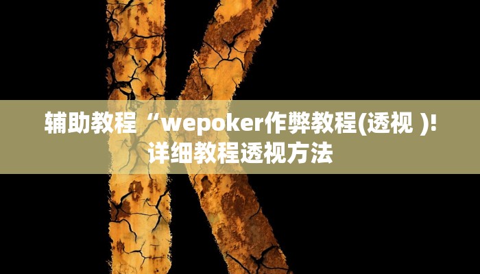 辅助教程“wepoker作弊教程(透视 )!详细教程透视方法