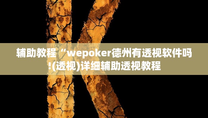 辅助教程“wepoker德州有透视软件吗!(透视)详细辅助透视教程