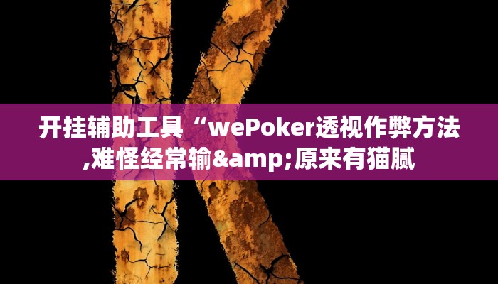 开挂辅助工具“wePoker透视作弊方法,难怪经常输&原来有猫腻
