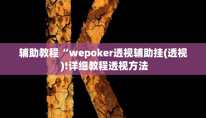 辅助教程“wepoker透视辅助挂(透视 )!详细教程透视方法