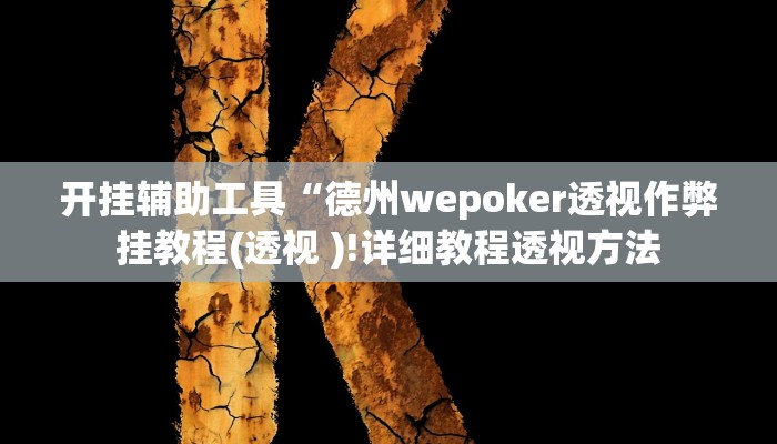 开挂辅助工具“德州wepoker透视作弊挂教程(透视 )!详细教程透视方法