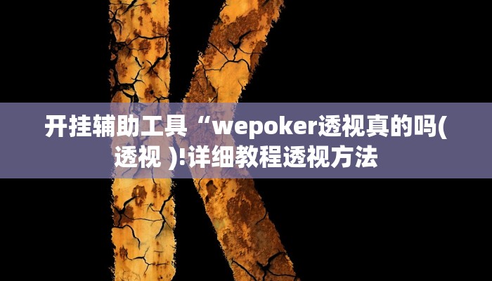 开挂辅助工具“wepoker透视真的吗(透视 )!详细教程透视方法