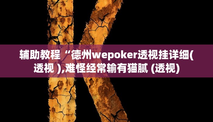 辅助教程“德州wepoker透视挂详细(透视 ),难怪经常输有猫腻 (透视)