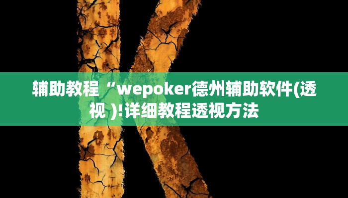 辅助教程“wepoker德州辅助软件(透视 )!详细教程透视方法