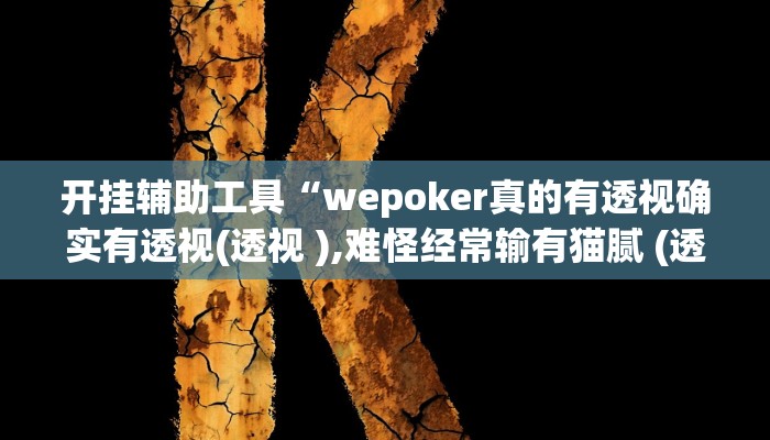 开挂辅助工具“wepoker真的有透视确实有透视(透视 ),难怪经常输有猫腻 (透视)