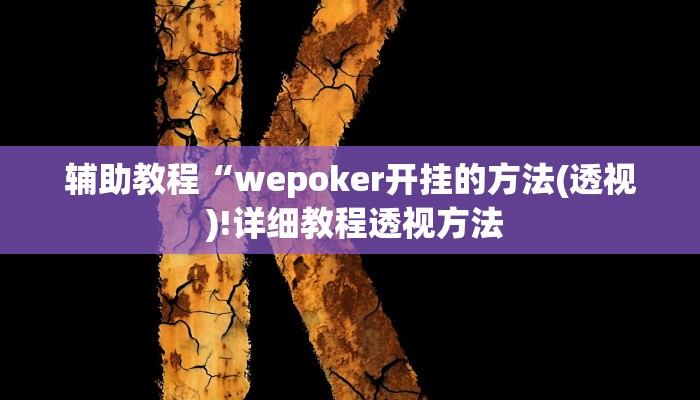 辅助教程“wepoker开挂的方法(透视 )!详细教程透视方法