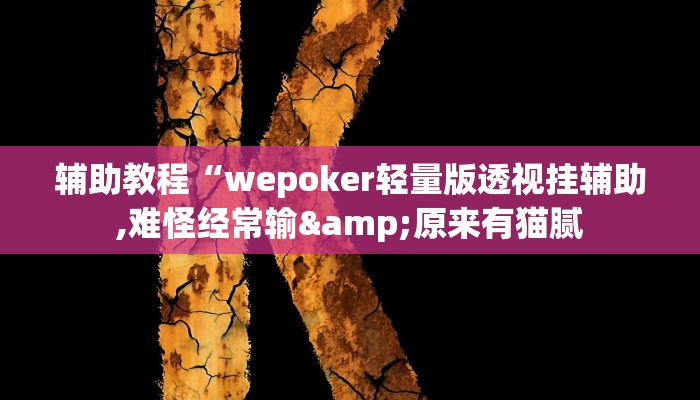 辅助教程“wepoker轻量版透视挂辅助,难怪经常输&原来有猫腻